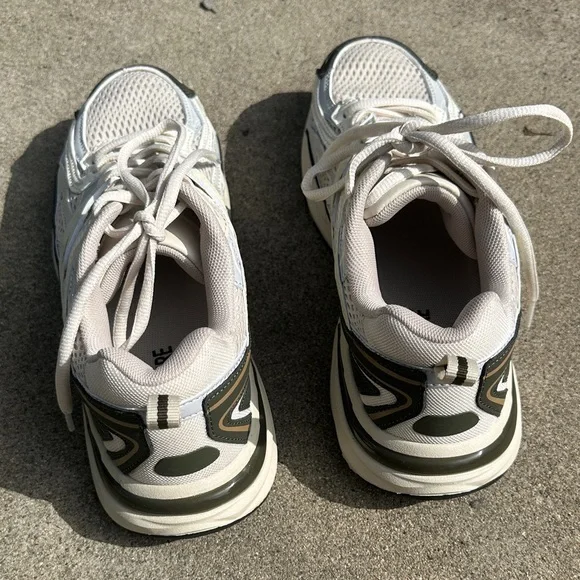 Women's Cream and Green Sneakers - Picture 3 of 13